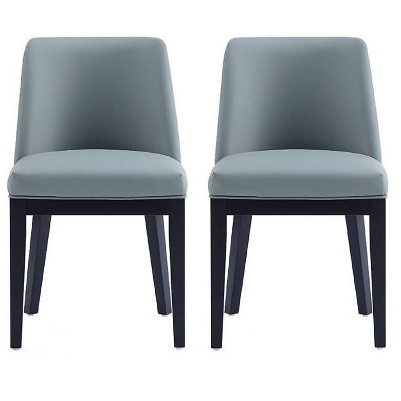 Image 1 Gansevoort Modern Faux Leather Dining Chair in Pewter Set of 2