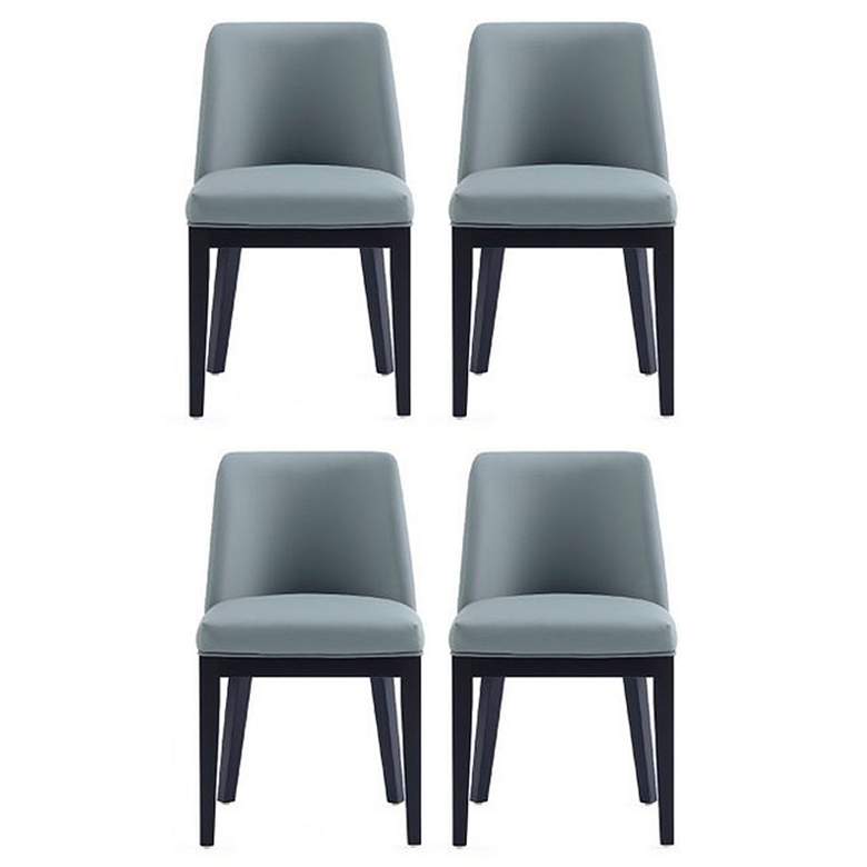 Image 1 Gansevoort Modern Faux Leather Dining Chair in Pewter Set of 4