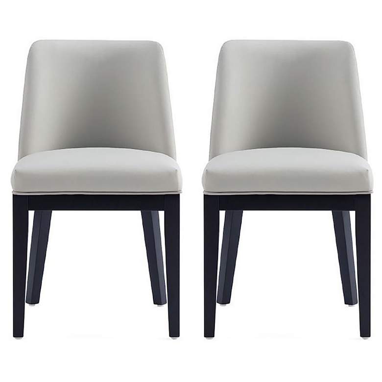 Image 1 Gansevoort Modern Faux Leather Dining Chair in Stone Grey Set of 2