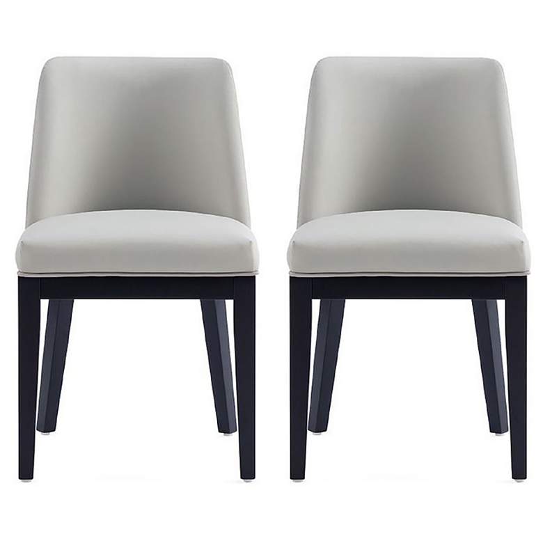 Image 1 Gansevoort Modern Faux Leather Dining Chair in Stone Grey Set of 2
