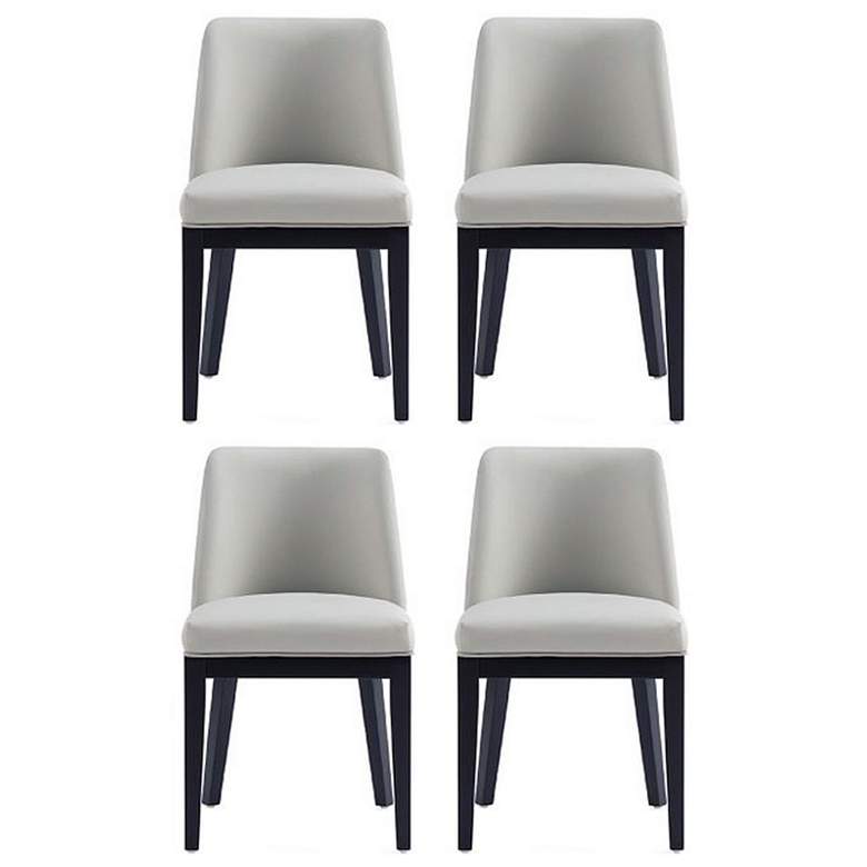 Image 1 Gansevoort Modern Faux Leather Dining Chair in Stone Grey Set of 4