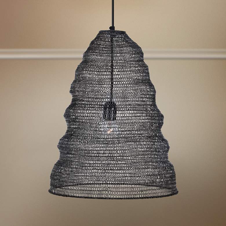 Image 1 Garatun 12"W Brushed Gray Mesh Metal Mini Pendant Light