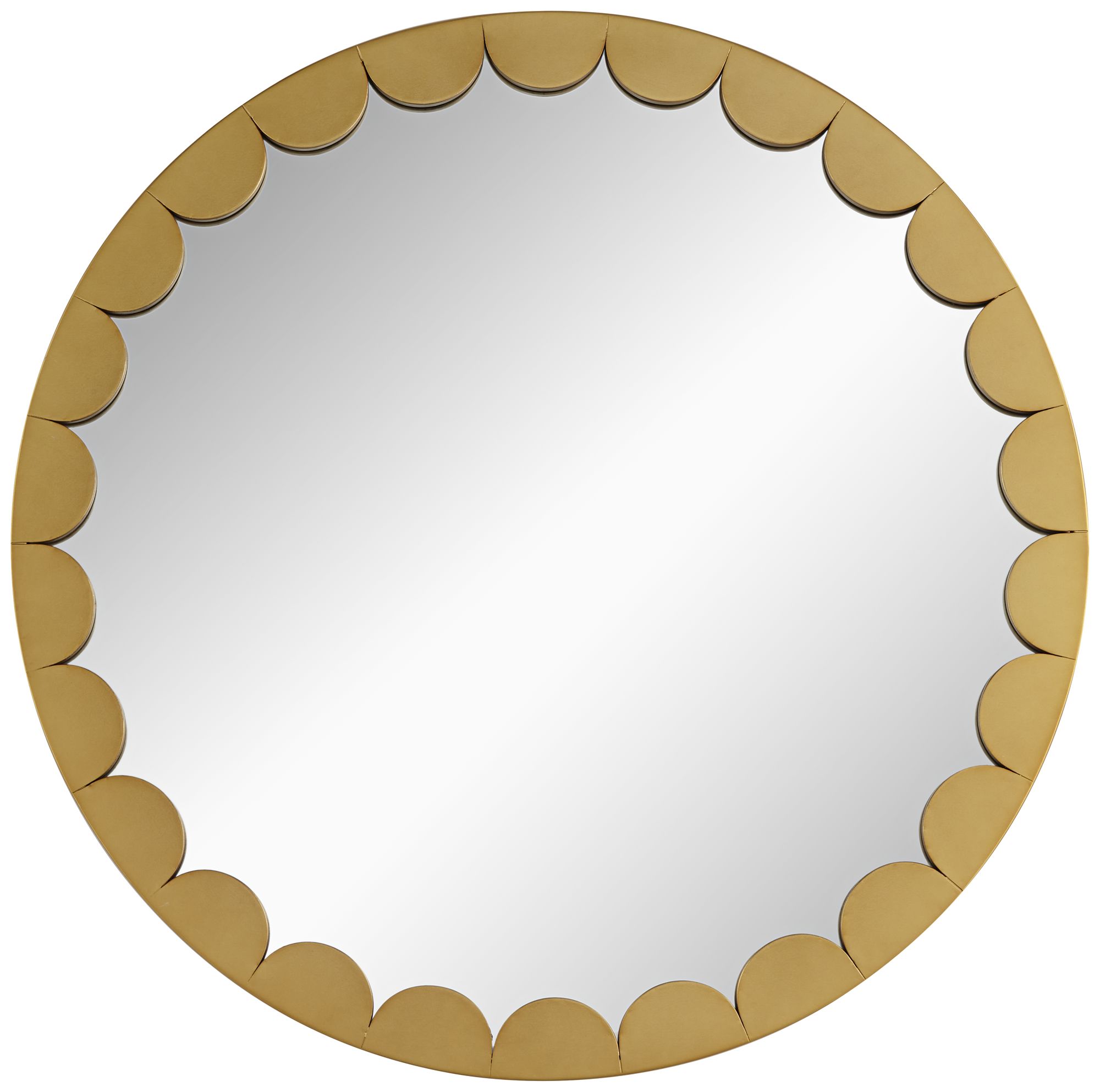 Garbo Matte Gold 32" Round Scalloped Edge Mirror - #99C00 | Lamps Plus