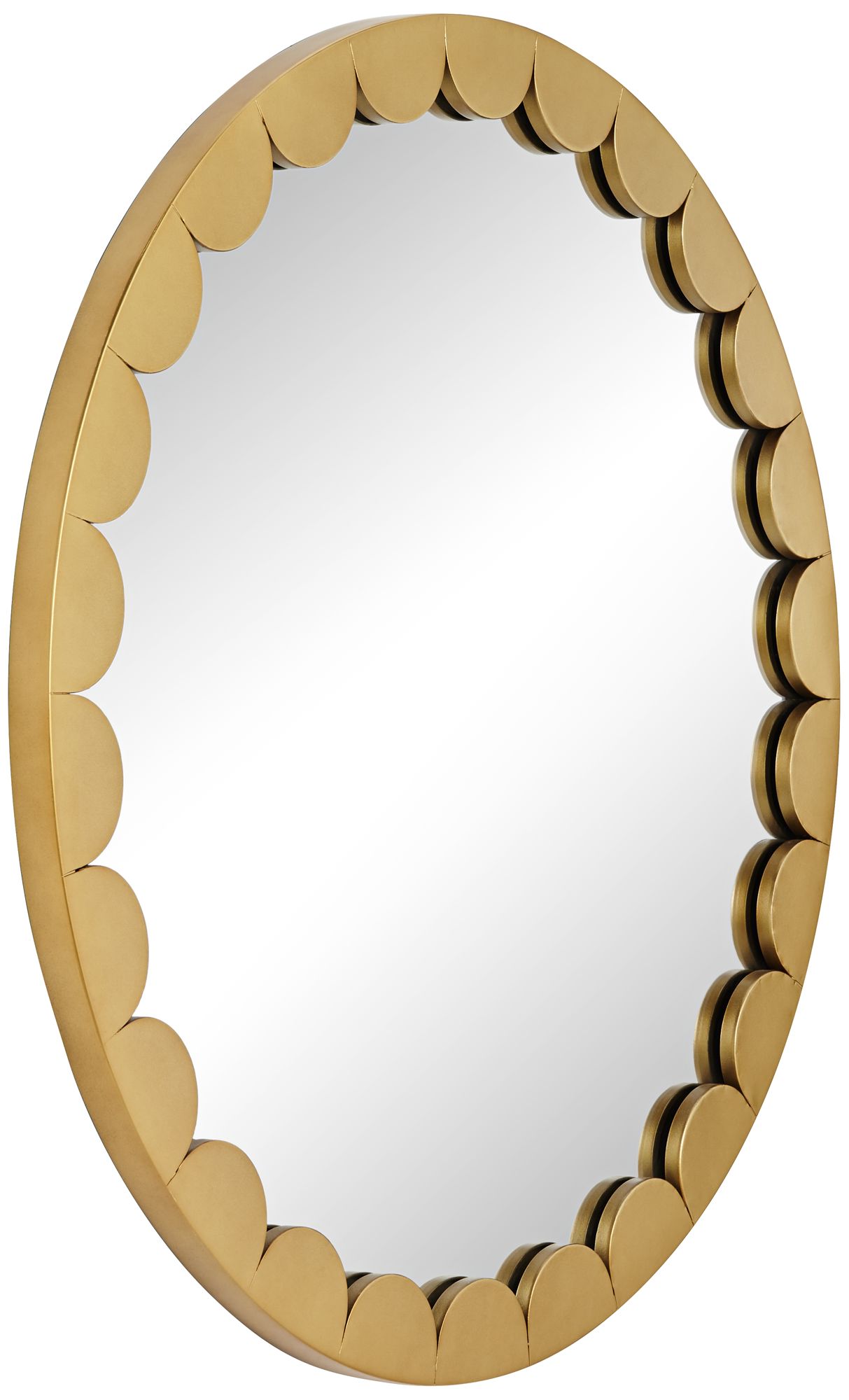 Garbo Matte Gold 32" Round Scalloped Edge Mirror - #99C00 | Lamps Plus