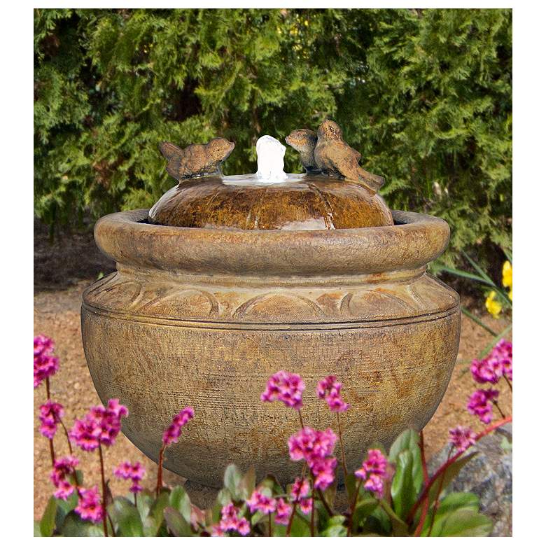 Image 1 Garden Birds 19" High Patio Bubbler Fountain with LED Light
