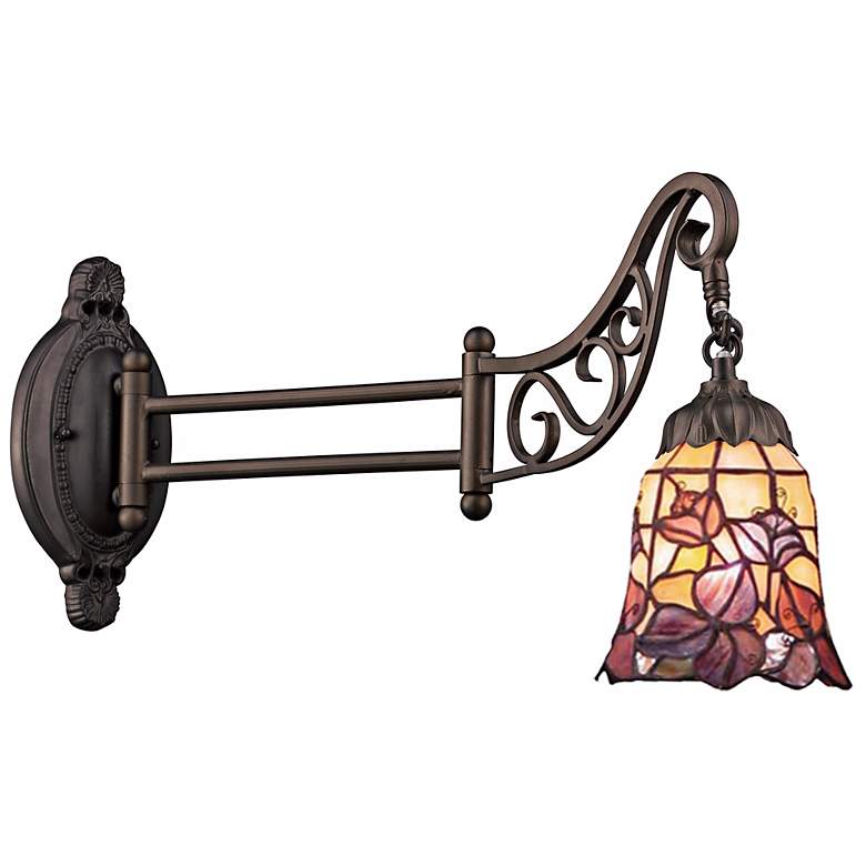 Image 1 Garden Bronze Tiffany Style Swing Arm Wall Lamp
