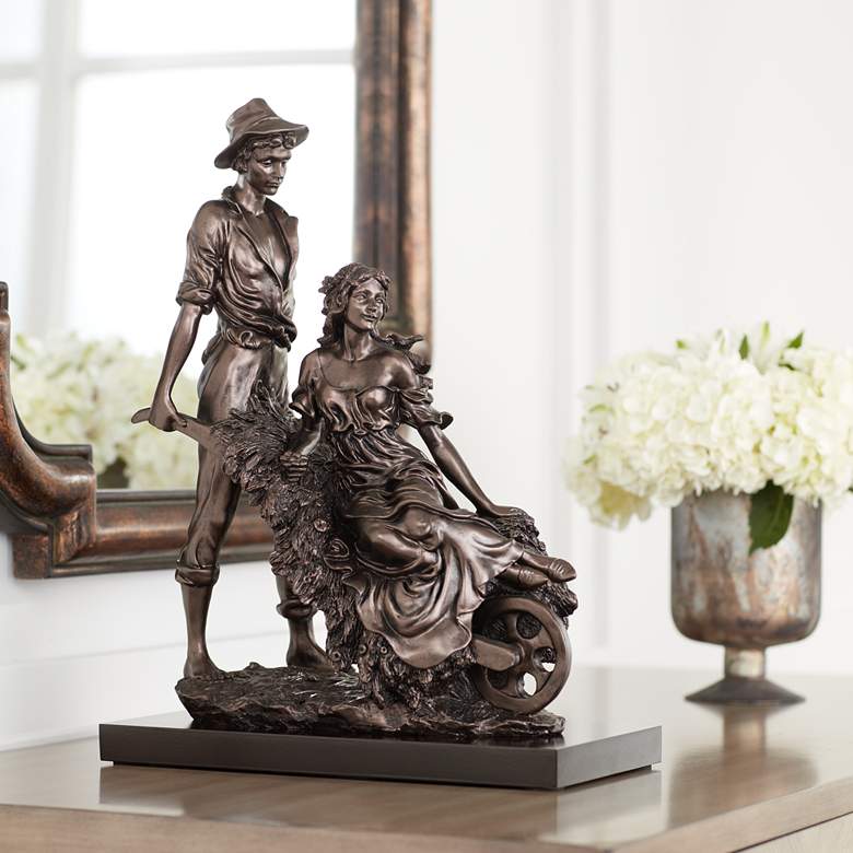 Image 1 Garden Couple 18 1/2" High Dark Bronze Sculpture