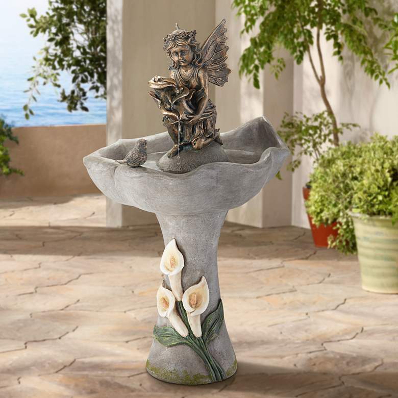 Image 1 Garden Fairy 34 inch High Stone Indoor-Outdoor Fountain