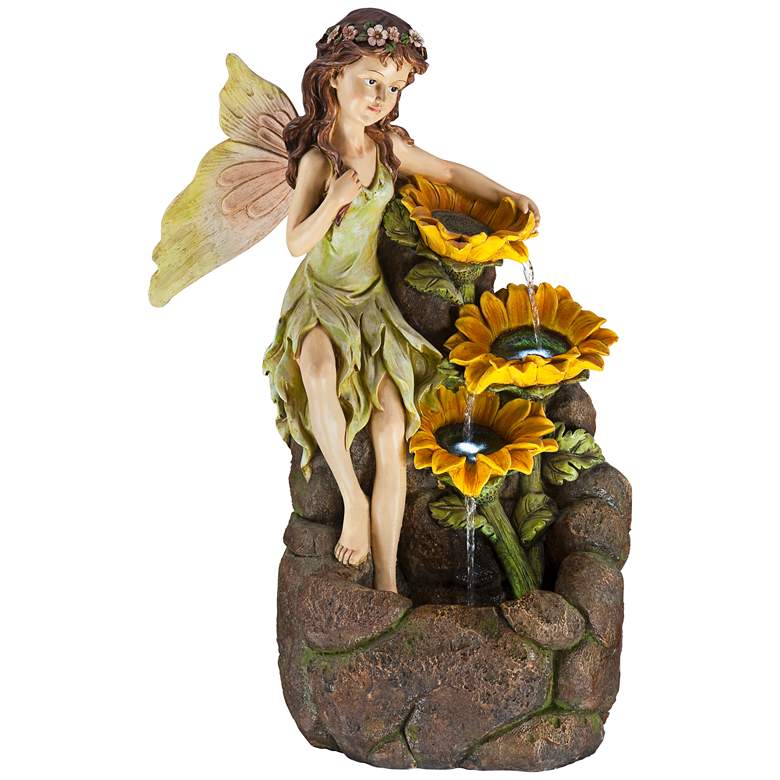 Image 2 Garden Fairy with Sunflowers 26" High Floor Fountain