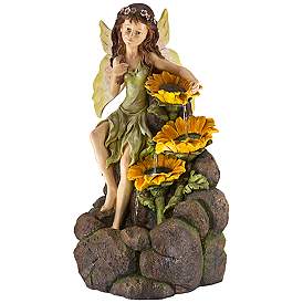 Image3 of Garden Fairy with Sunflowers 26" High Floor Fountain more views