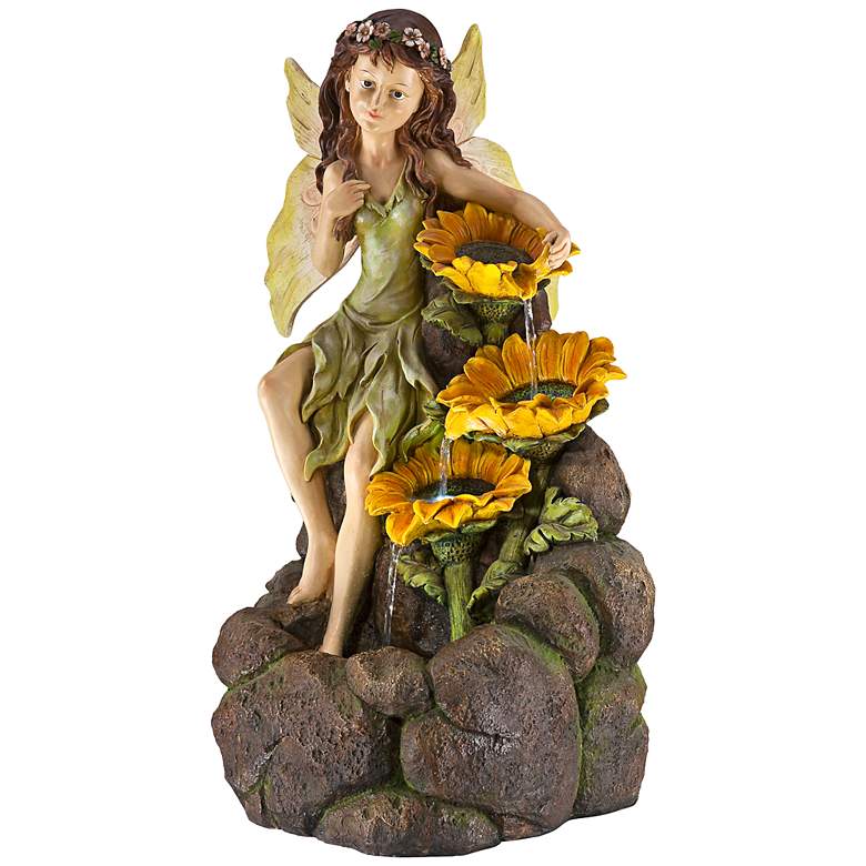 Image 3 Garden Fairy with Sunflowers 26 inch High Floor Fountain more views