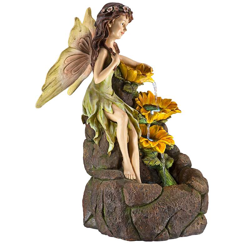 Image 5 Garden Fairy with Sunflowers 26 inch High Floor Fountain more views