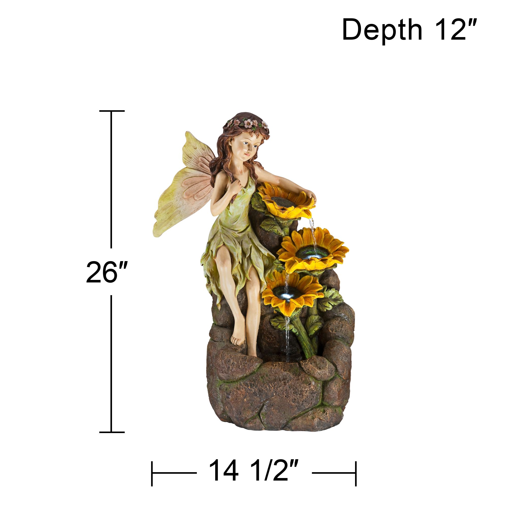 Garden Fairy with Sunflowers Floor Fountain