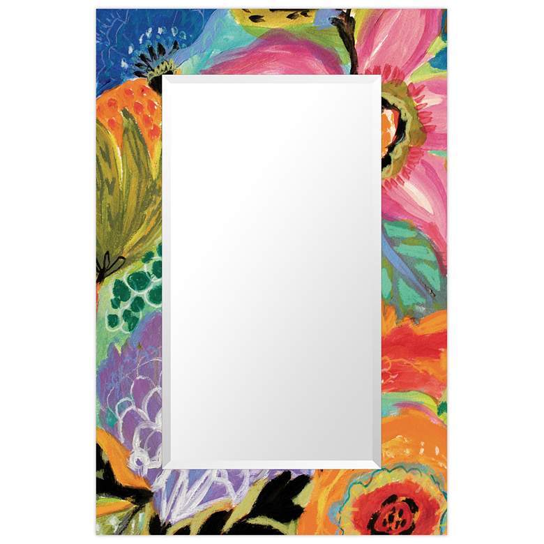 Image 1 Garden Floral II 48"x32" Beveled Mirror on Printed Tempered Art Glass