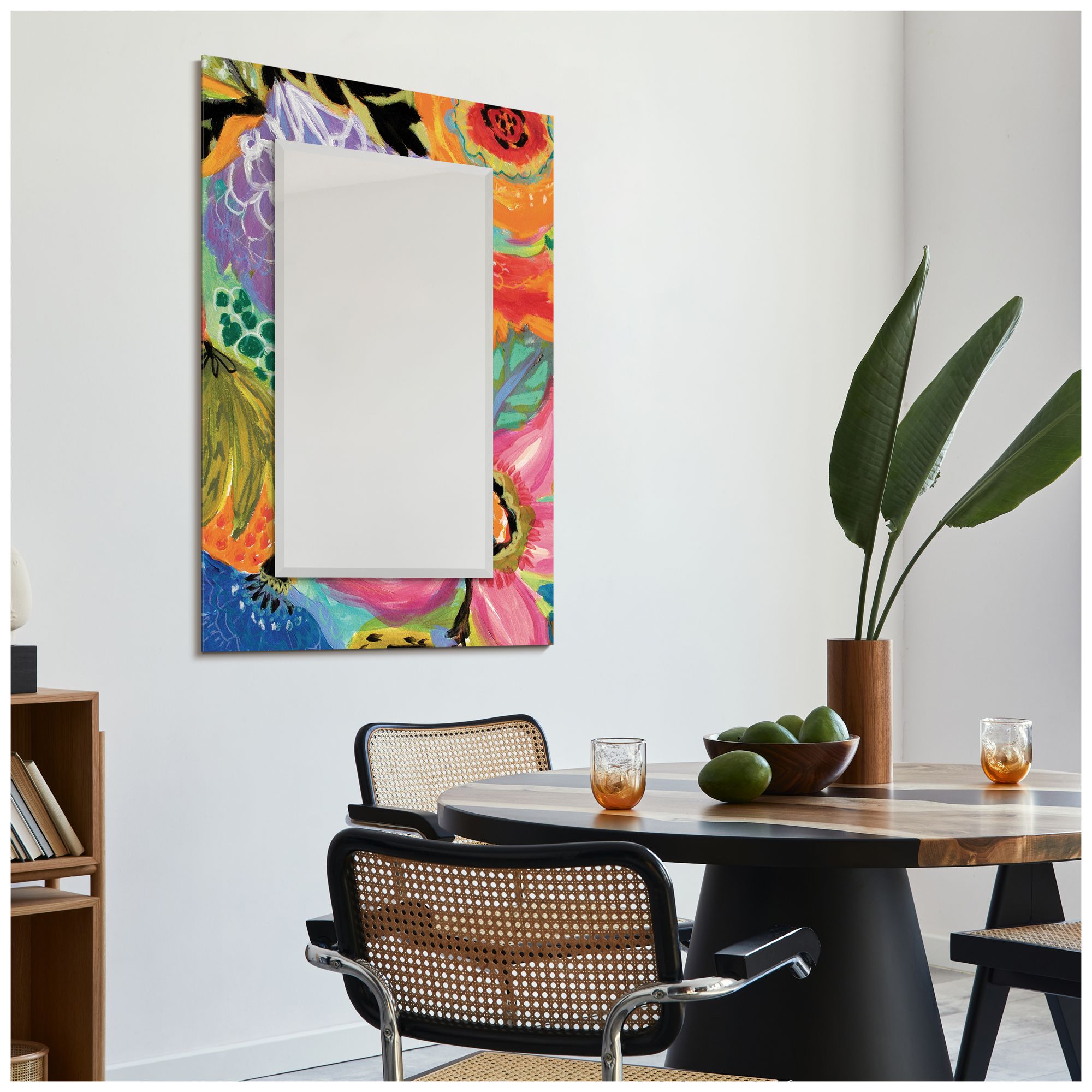 Garden Floral II 48"x32" Beveled Mirror on Printed Tempered Art Glass