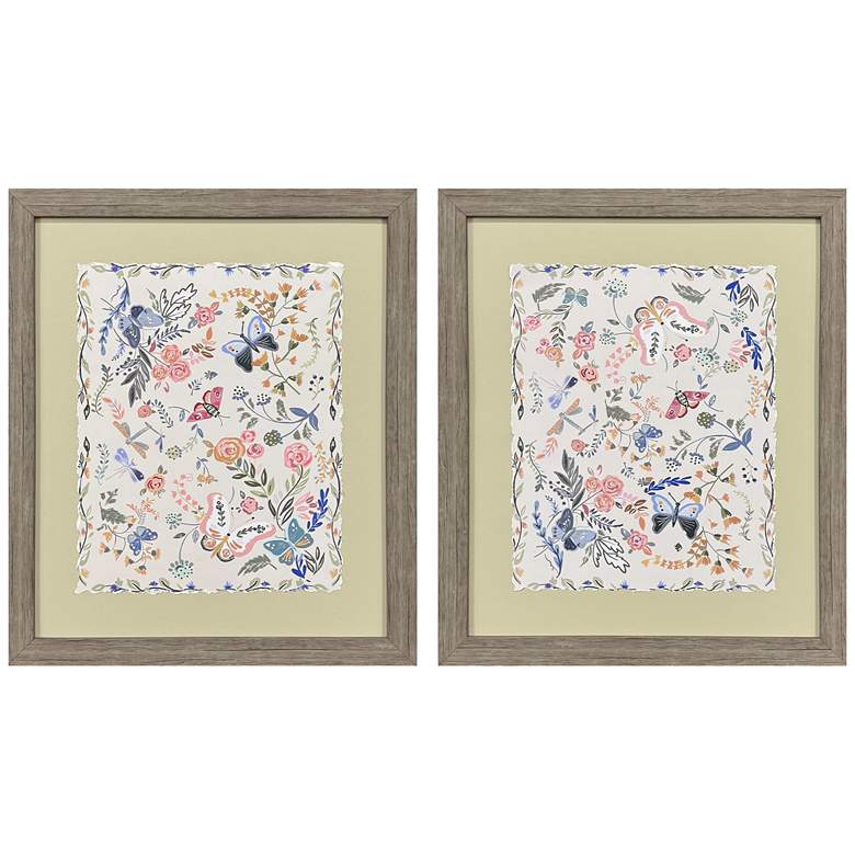 Image 1 Garden Friends 23"W x 27"H Modern Framed Art Set of 2