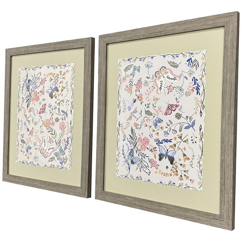 Image 2 Garden Friends 23"W x 27"H Modern Framed Art Set of 2 more views