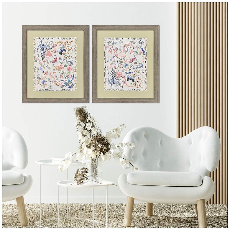 Image 4 Garden Friends 23"W x 27"H Modern Framed Art Set of 2 more views