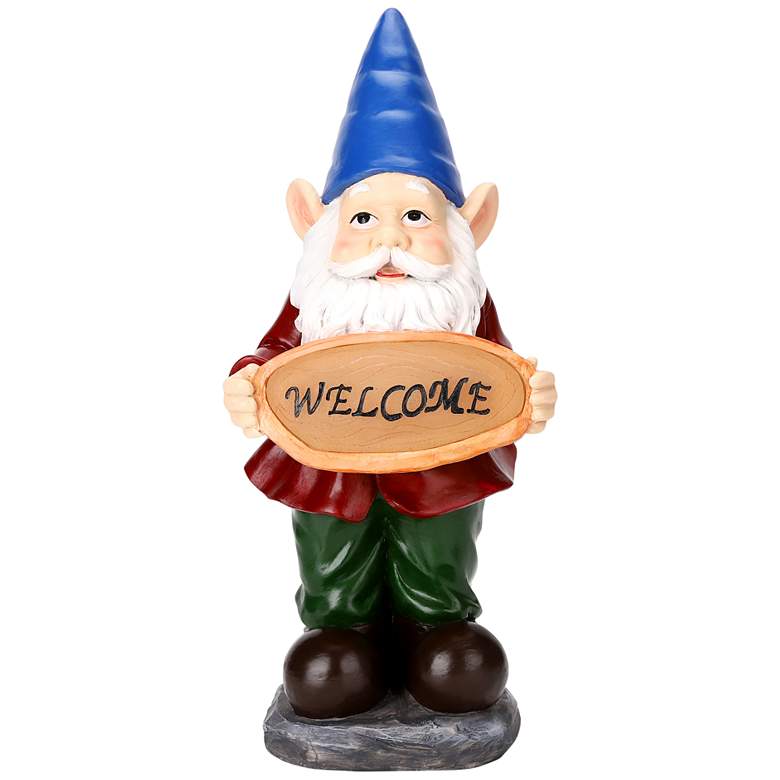 Image 2 Garden Gnome 15 inch High Multi-Color Statue with LED Spotlight more views