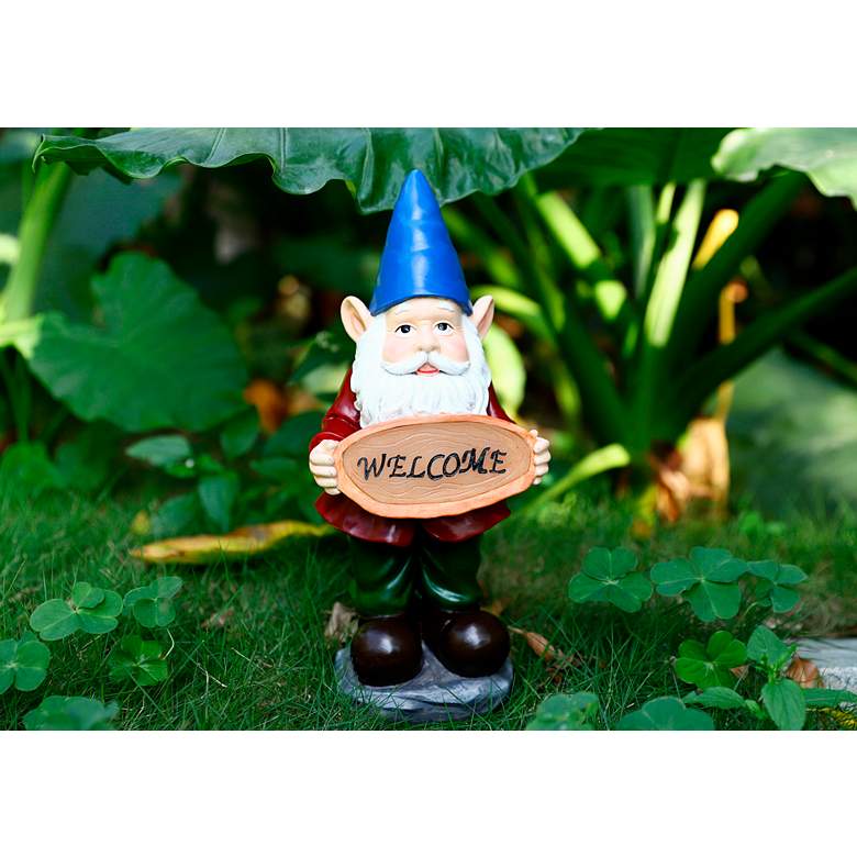 Image 5 Garden Gnome 15 inch High Multi-Color Statue with LED Spotlight more views