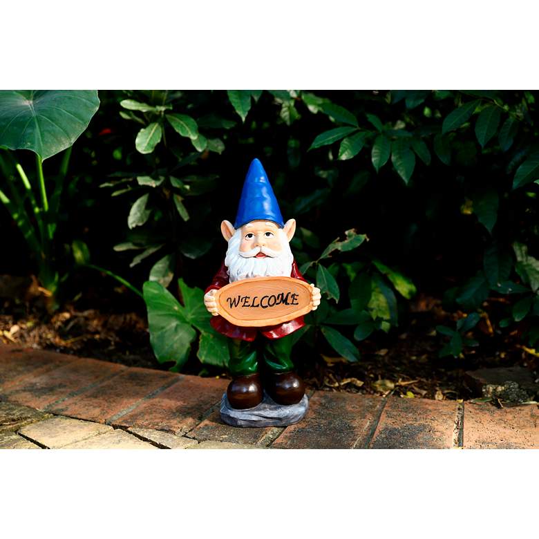 Image 6 Garden Gnome 15 inch High Multi-Color Statue with LED Spotlight more views