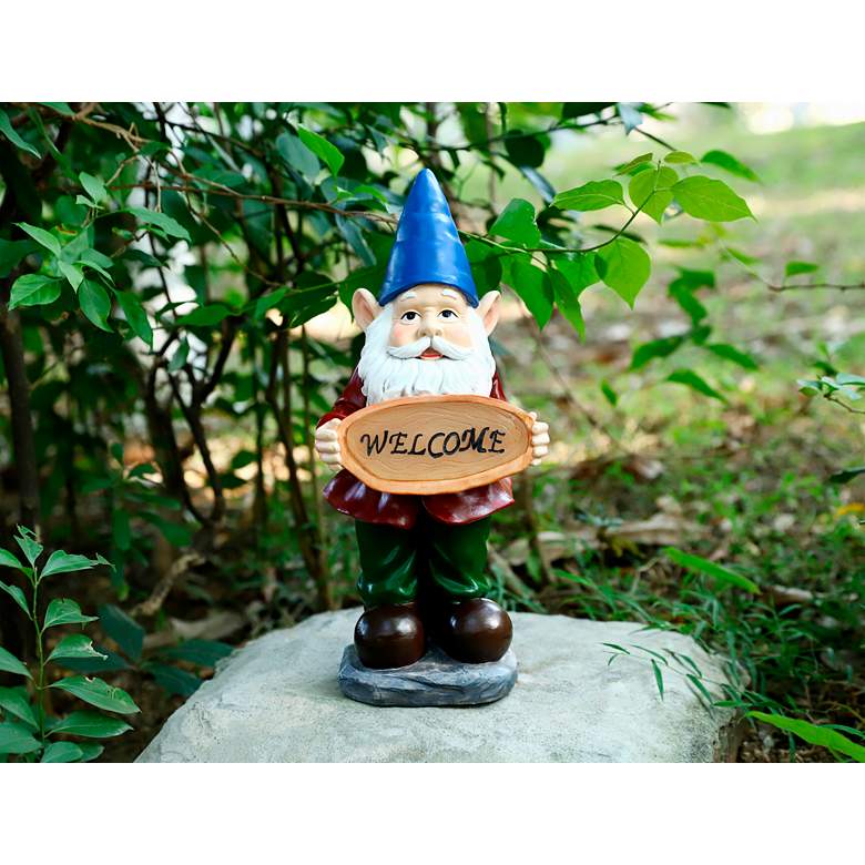 Image 7 Garden Gnome 15 inch High Multi-Color Statue with LED Spotlight more views