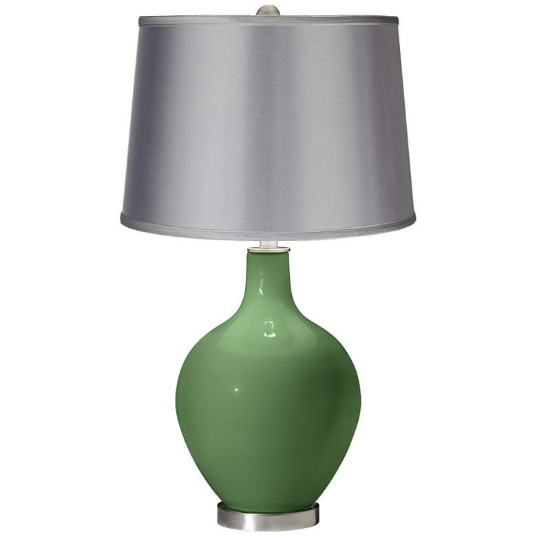 Image 1 Garden Grove - Satin Light Gray Shade Ovo Table Lamp