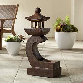 Image1 of Garden Pagoda 31" High Rust LED Lighted Outdoor Fountain