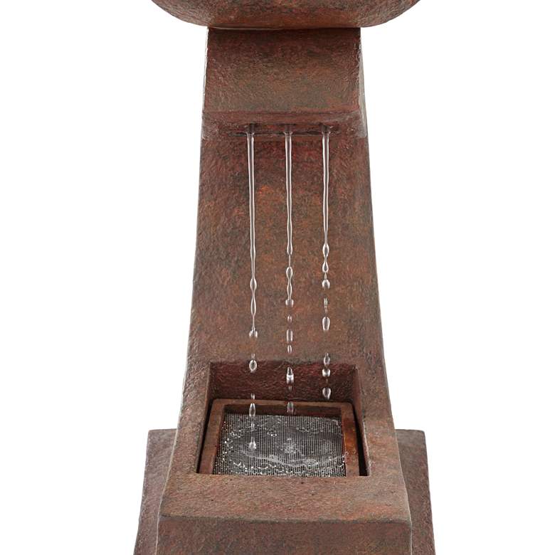 Image 4 Garden Pagoda 31 inch High Rust LED Lighted Outdoor Fountain more views