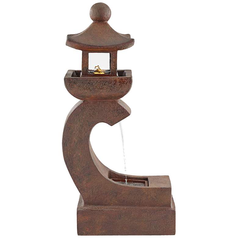 Image 6 Garden Pagoda 31" High Rust LED Lighted Outdoor Fountain more views