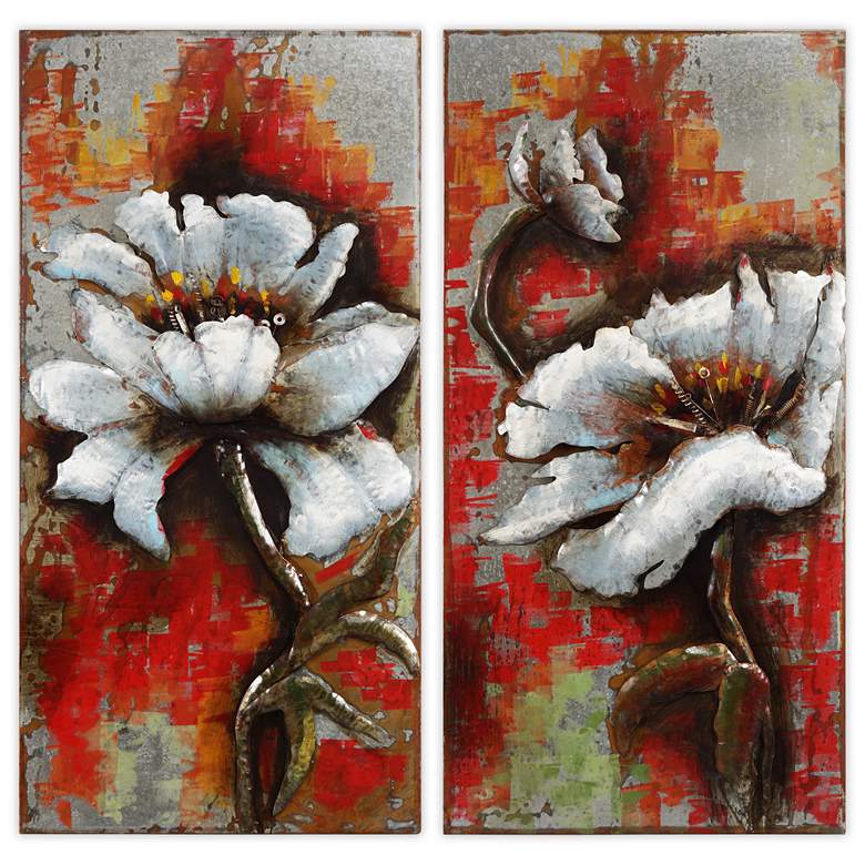 Image 1 Garden Rose I & II Mixed Media Iron Hand Painted Dimensional Wall Art