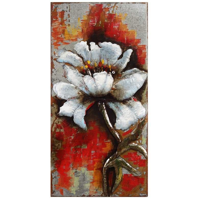 Image 2 Garden Rose I" Mixed Media Iron Hand Painted Dimensional Wall Art