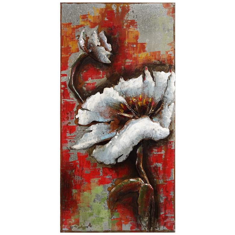 Image 1 Garden Rose II" Mixed Media Iron Hand Painted Dimensional Wall Art