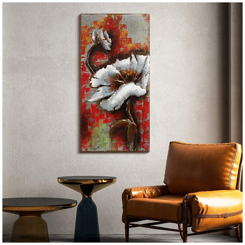 Image 4 Garden Rose II" Mixed Media Iron Hand Painted Dimensional Wall Art more views