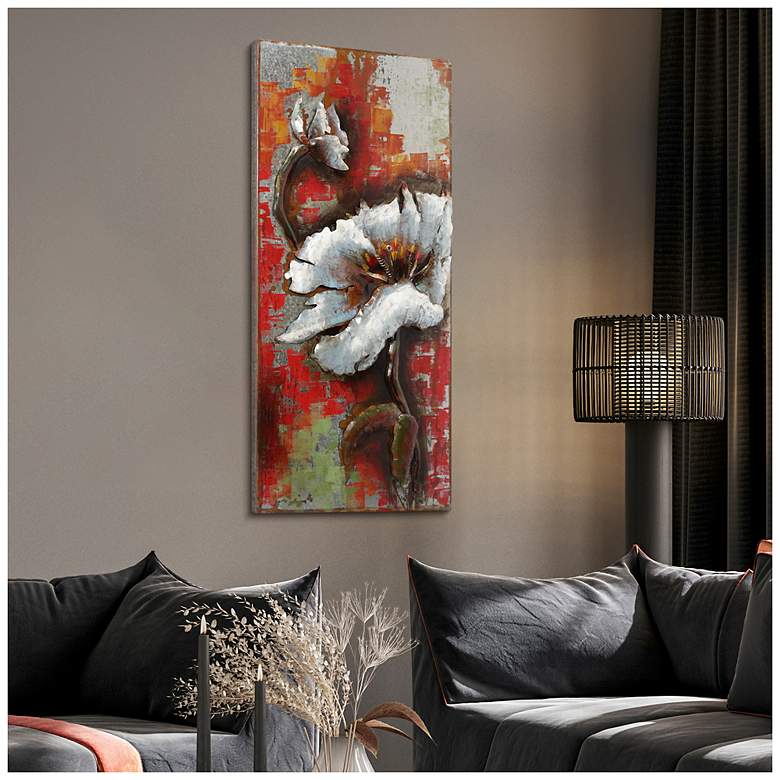 Image 5 Garden Rose II" Mixed Media Iron Hand Painted Dimensional Wall Art more views