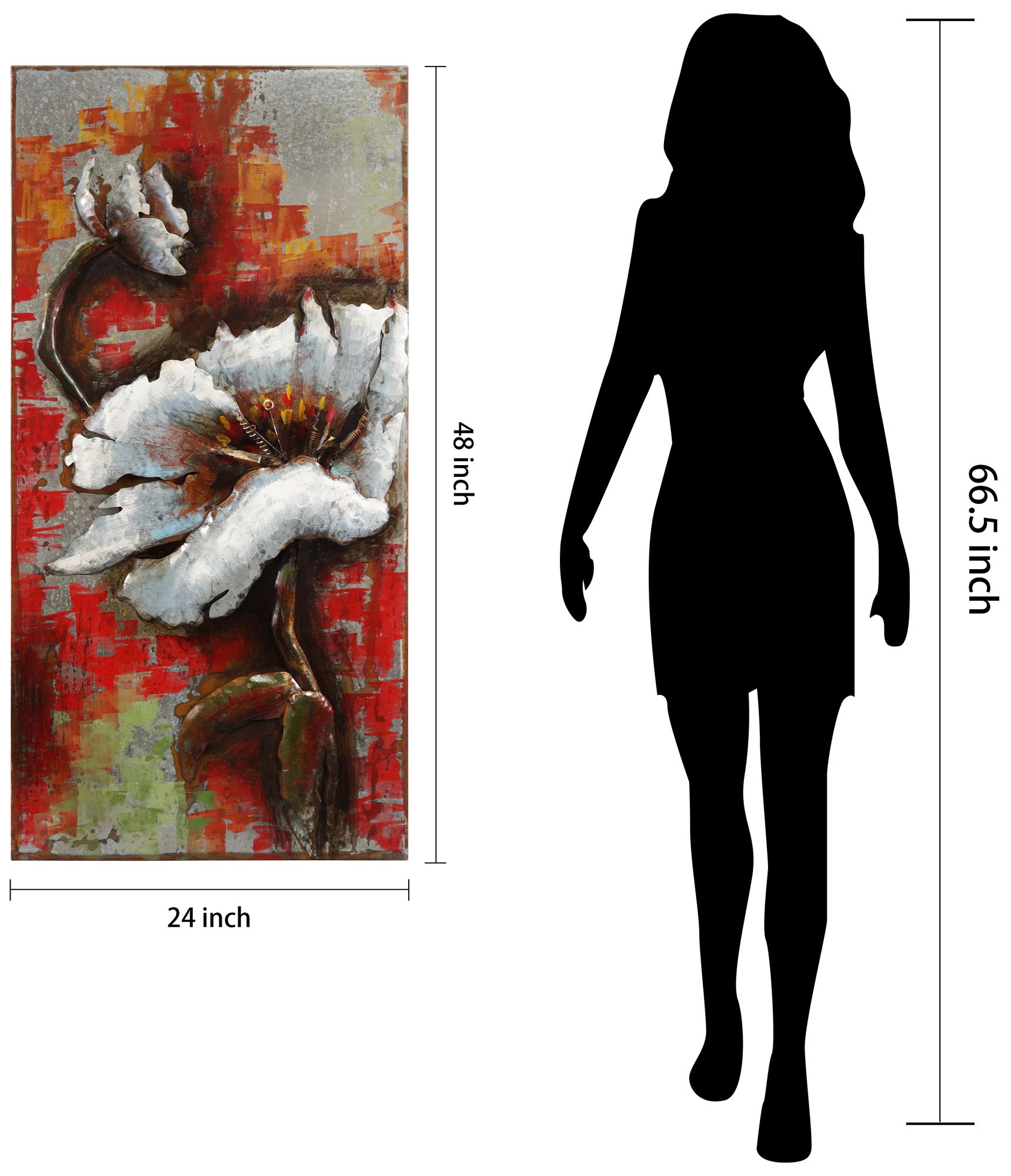 Garden Rose II" Mixed Media Iron Hand Painted Dimensional Wall Art