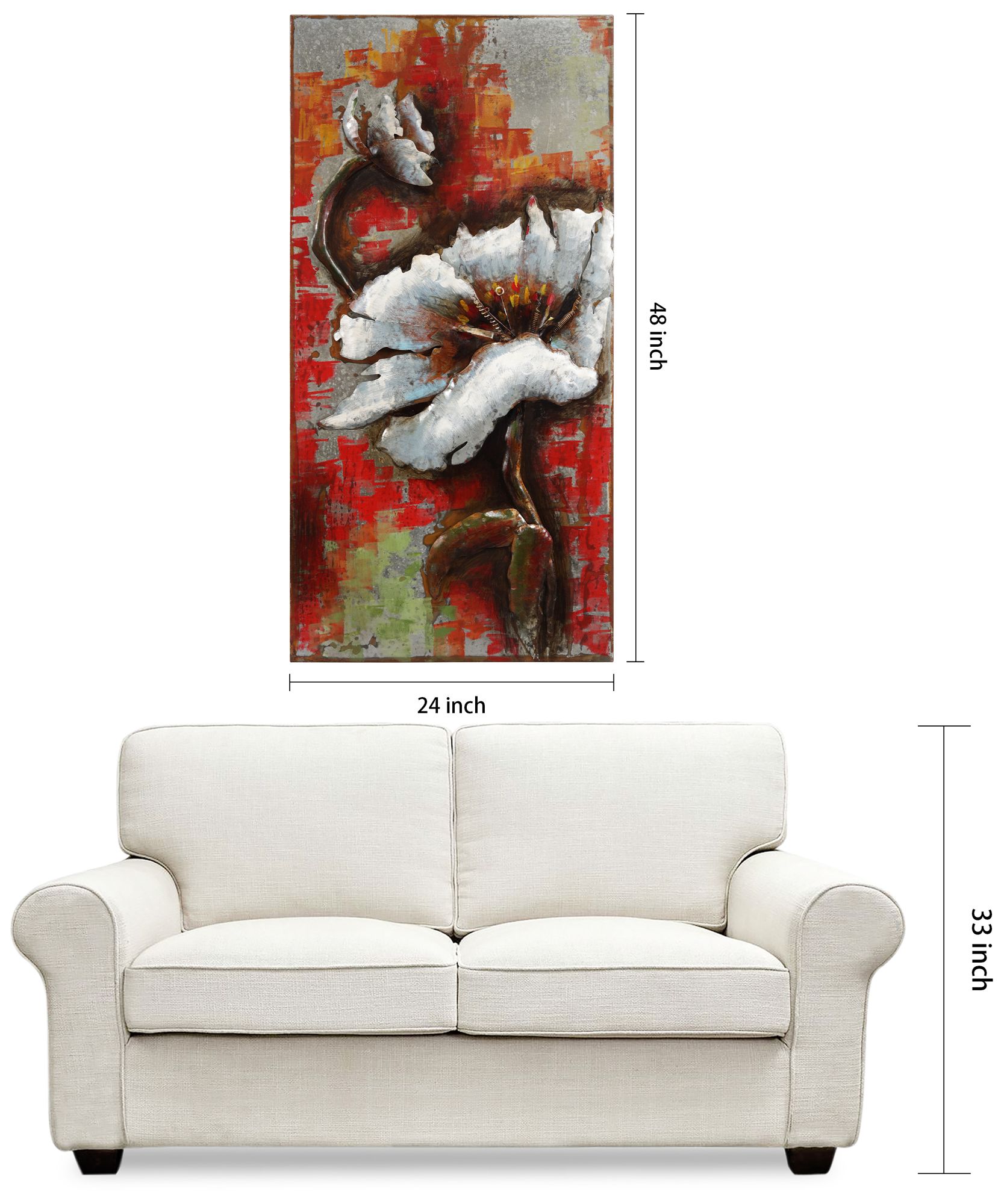 Garden Rose II" Mixed Media Iron Hand Painted Dimensional Wall Art