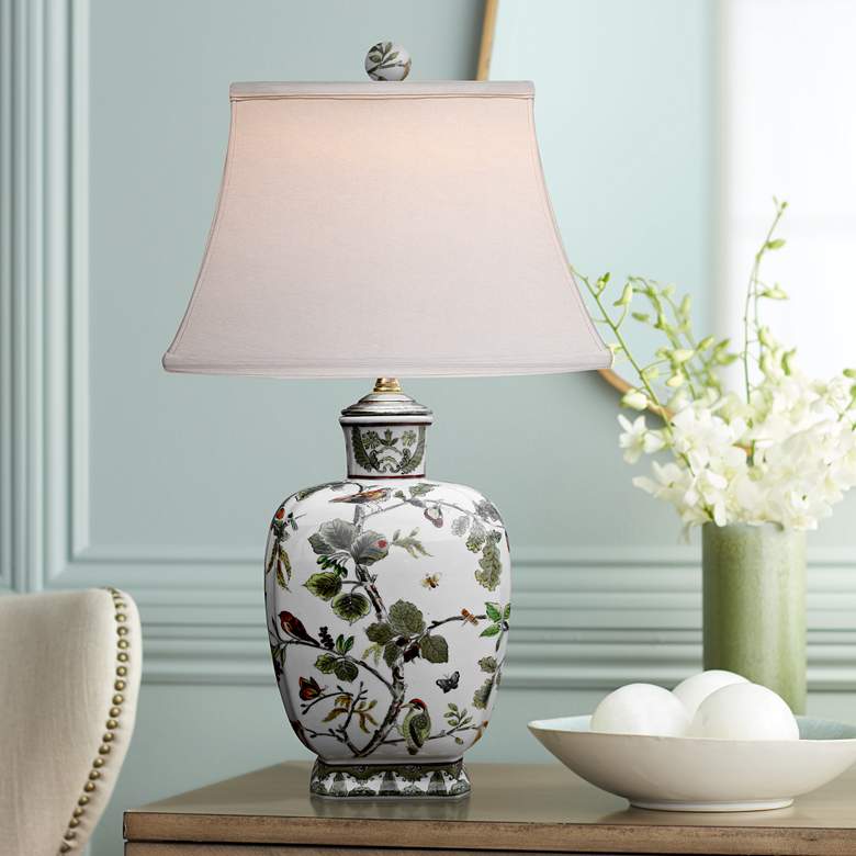 Image 1 Garden with Birds 23 inch Multi-Color Porcelain Vase Accent Table Lamp