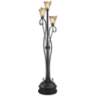 Gardena Black and Amber Glass 3-Light Tree Floor Lamp with Black Riser