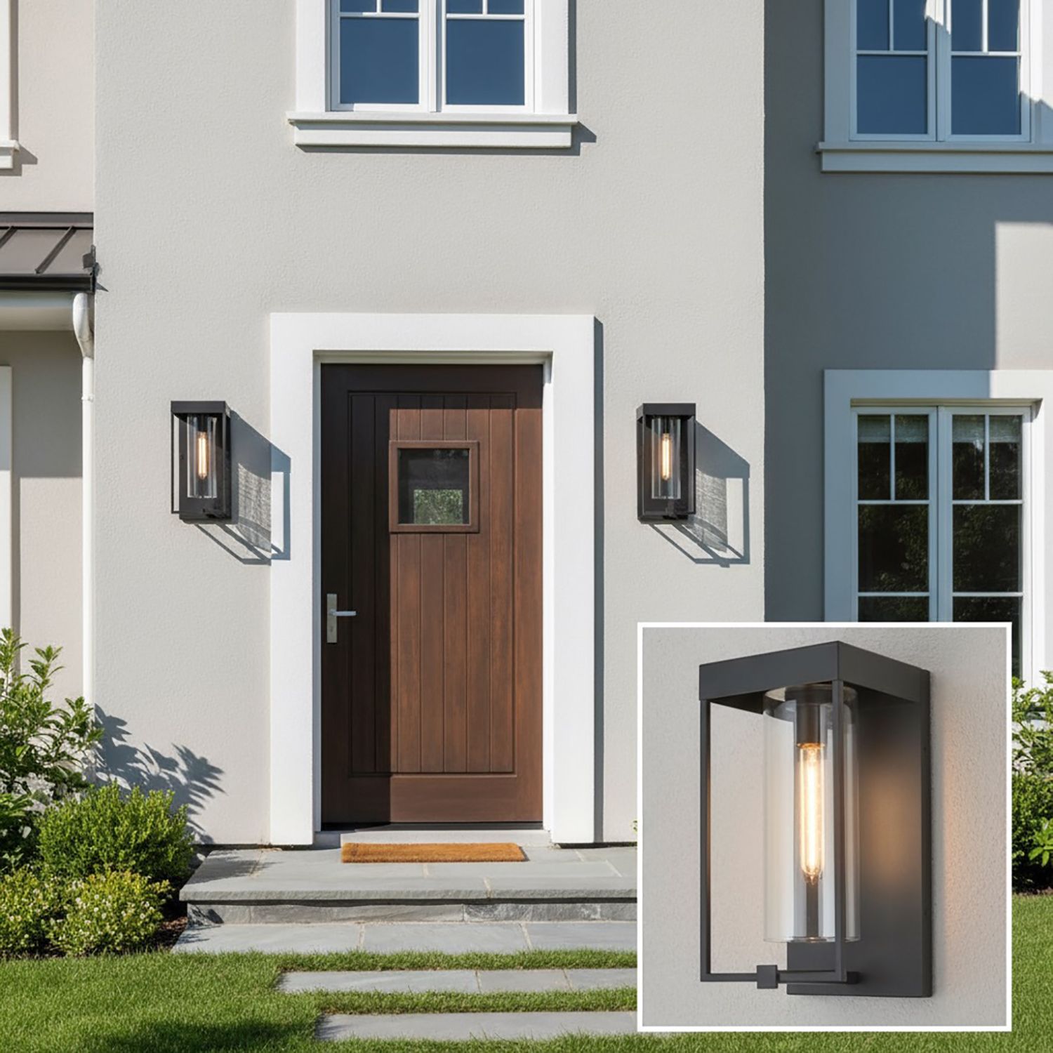 Image 2 Gardenbrooke 10" Wide Black Outdoor Wall With Clear Glass Shade more views