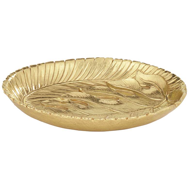 Image 3 Gardenerville Shiny Gold Round Tropical Decorative Tray more views