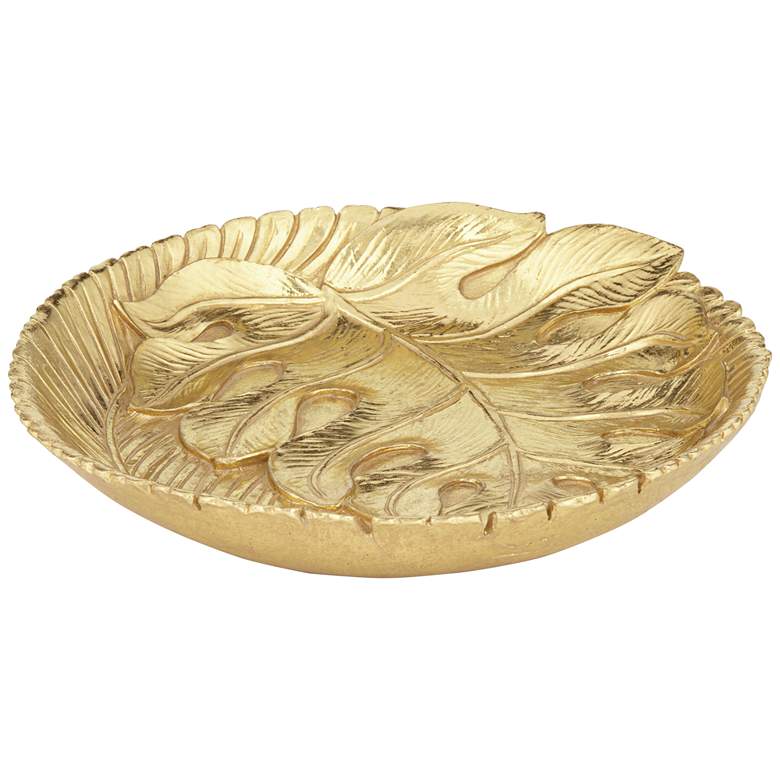 Image 5 Gardenerville Shiny Gold Round Tropical Decorative Tray more views