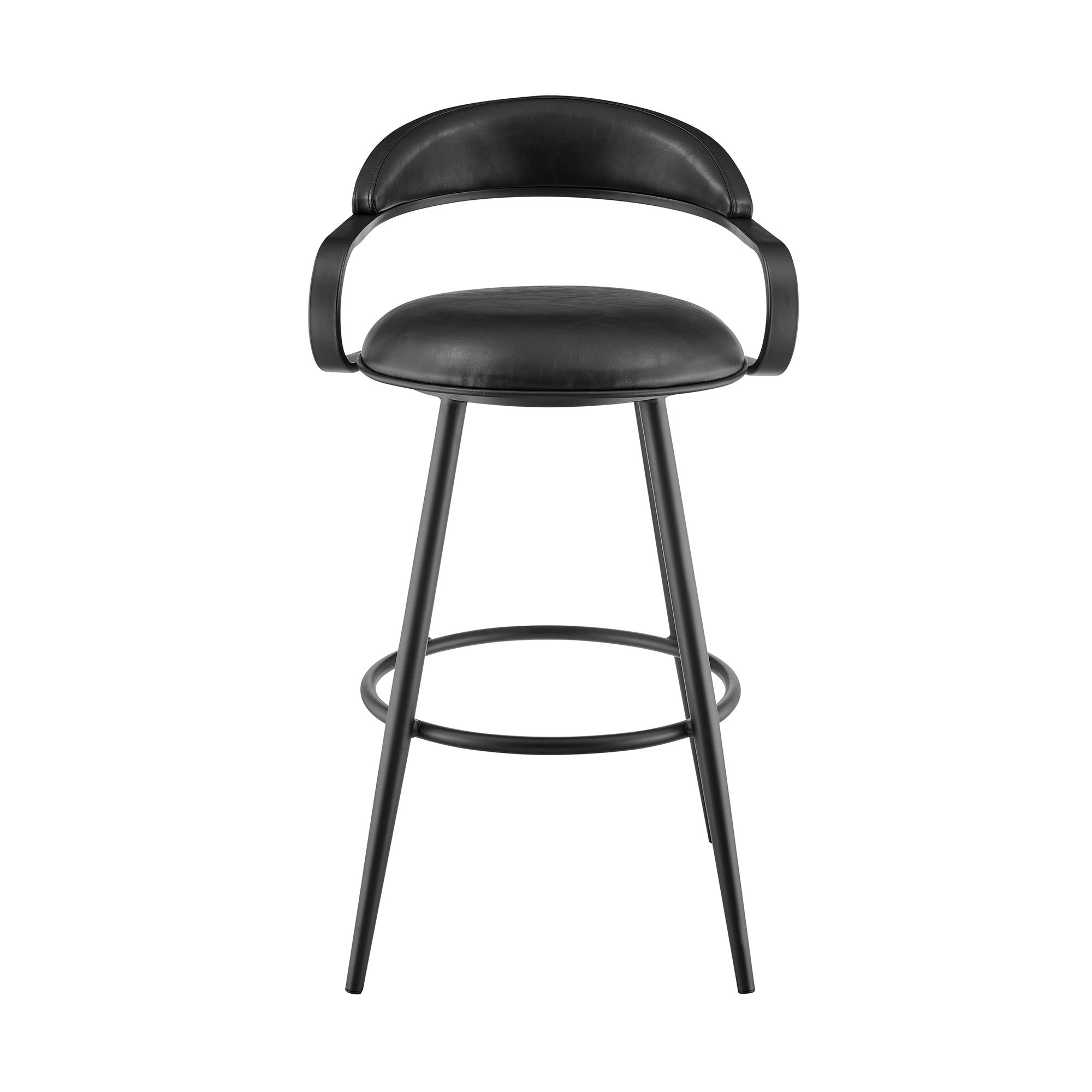 Image 3 Gardenia 26 in. Swivel Counter Stool in Iron and Vintage Black Faux Leather more views