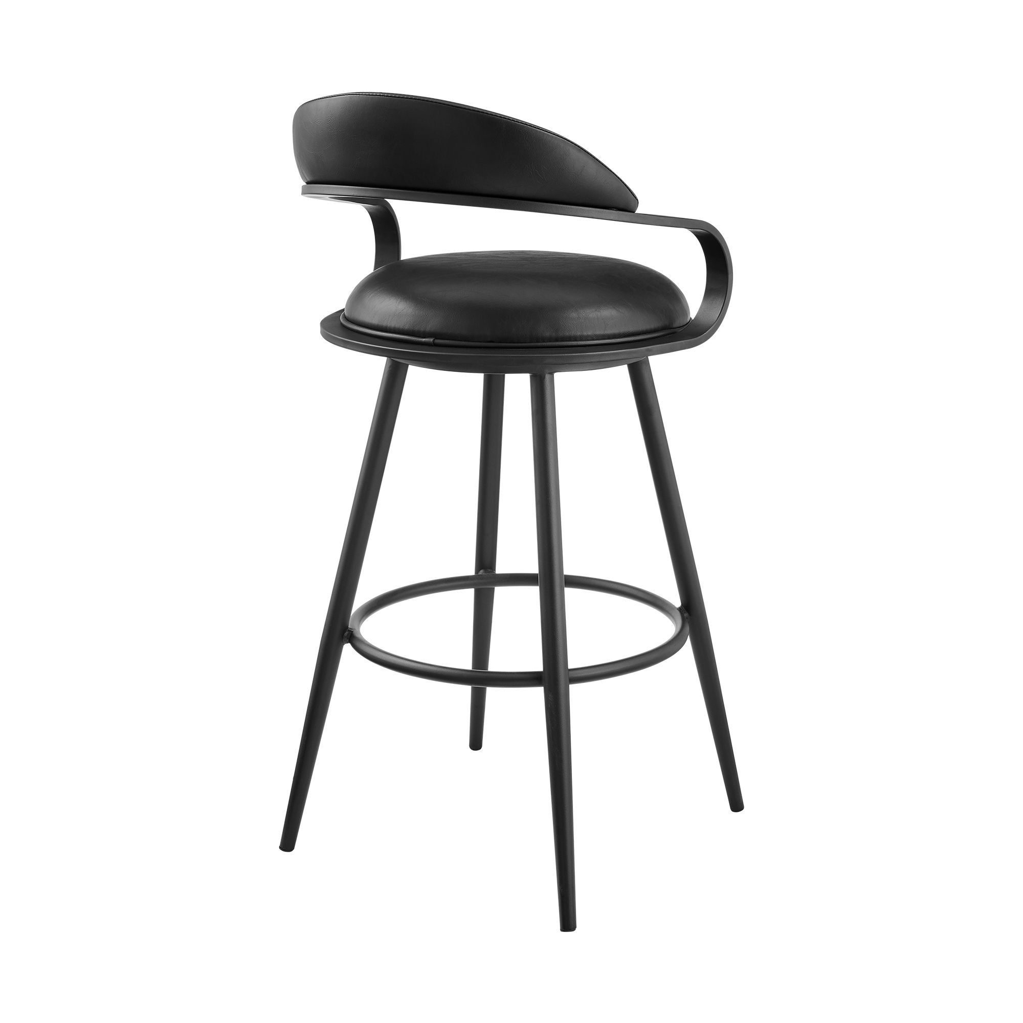 Image 4 Gardenia 26 in. Swivel Counter Stool in Iron and Vintage Black Faux Leather more views