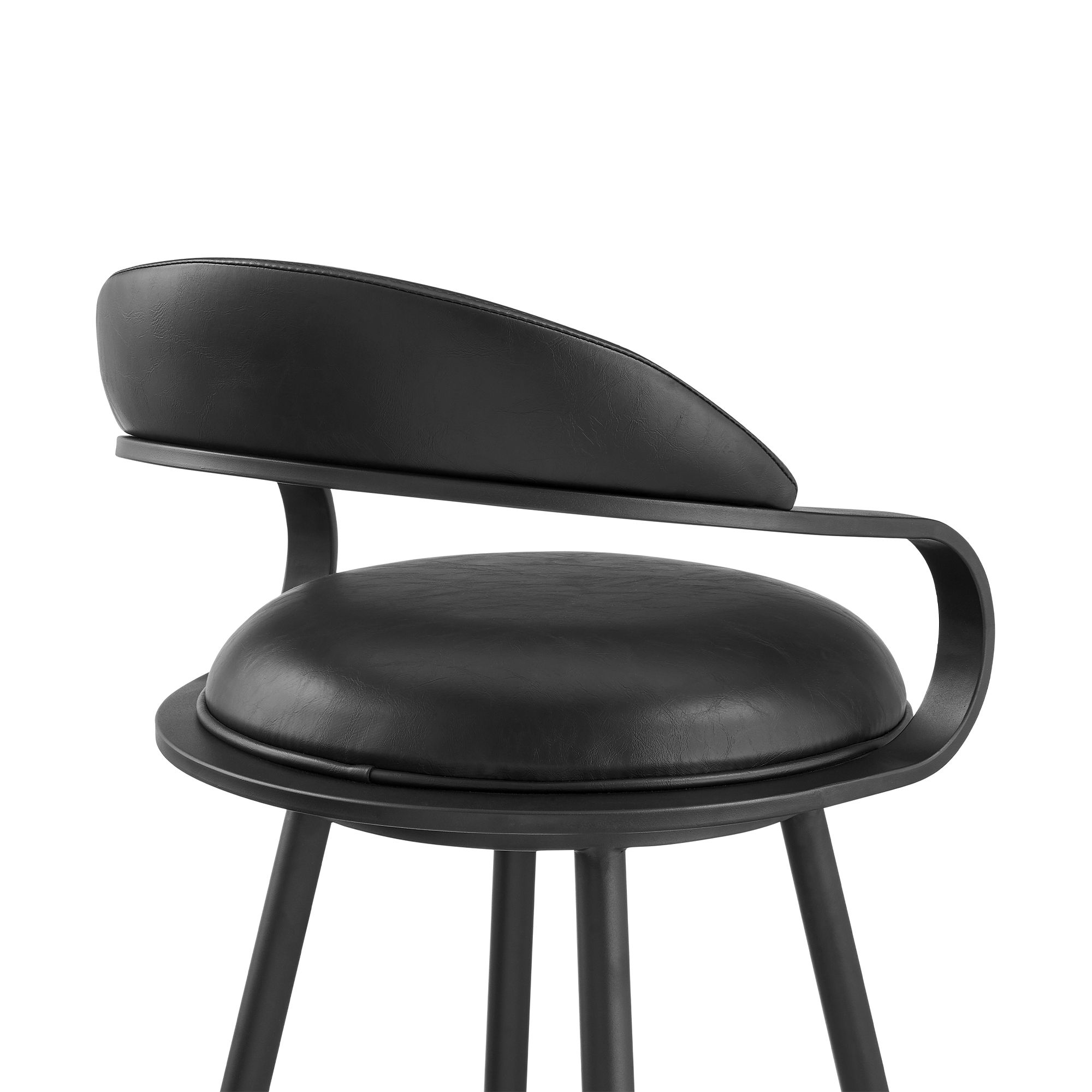 Image 6 Gardenia 26 in. Swivel Counter Stool in Iron and Vintage Black Faux Leather more views