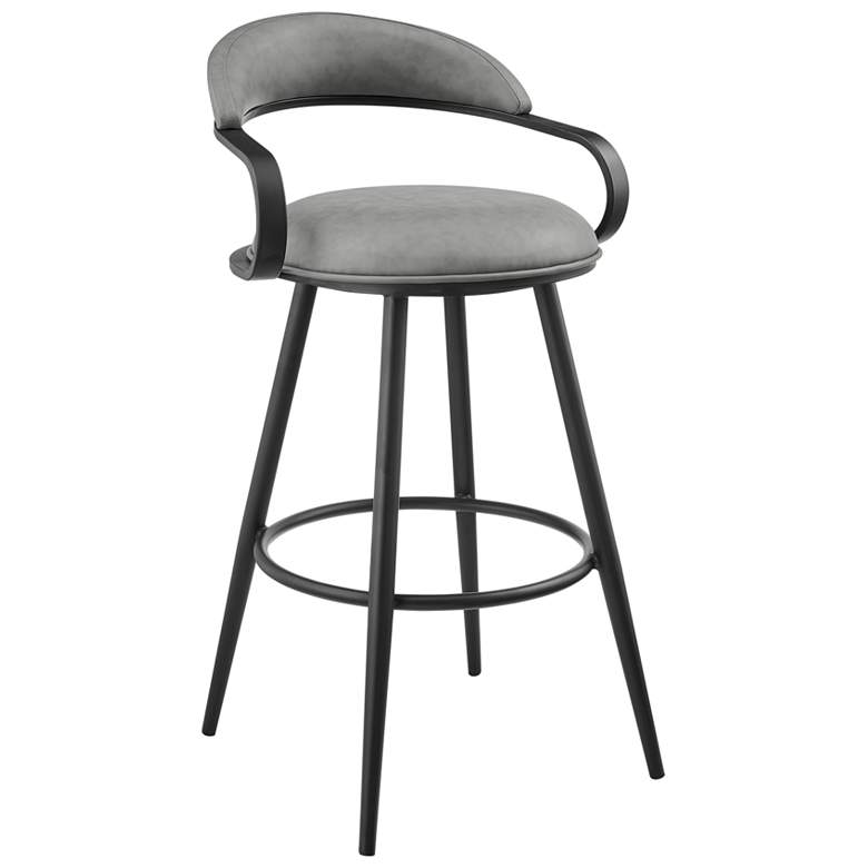 Image 1 Gardenia 26 in. Swivel Counter Stool in Iron and Vintage Gray Faux Leather
