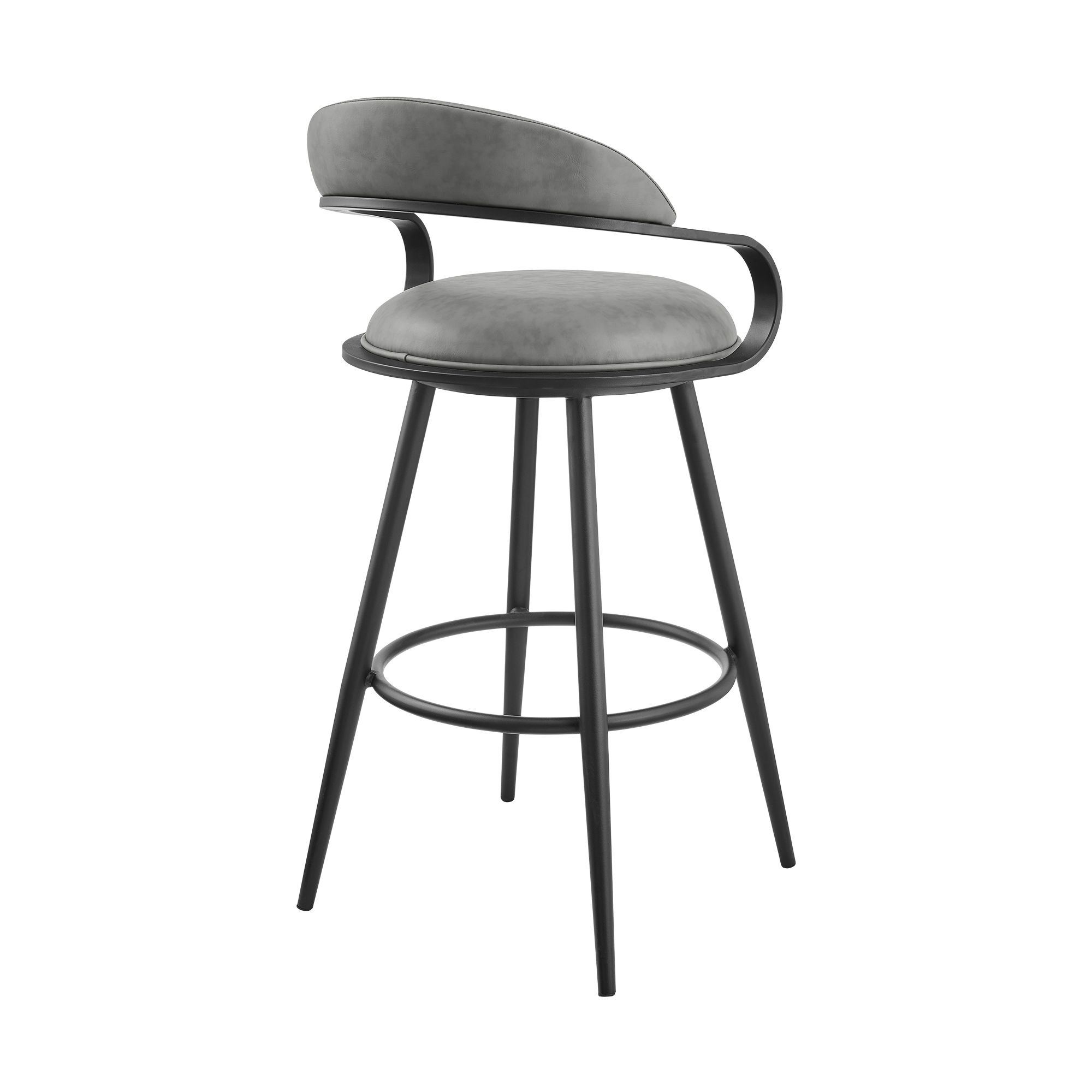 Image 3 Gardenia 26 in. Swivel Counter Stool in Iron and Vintage Gray Faux Leather more views