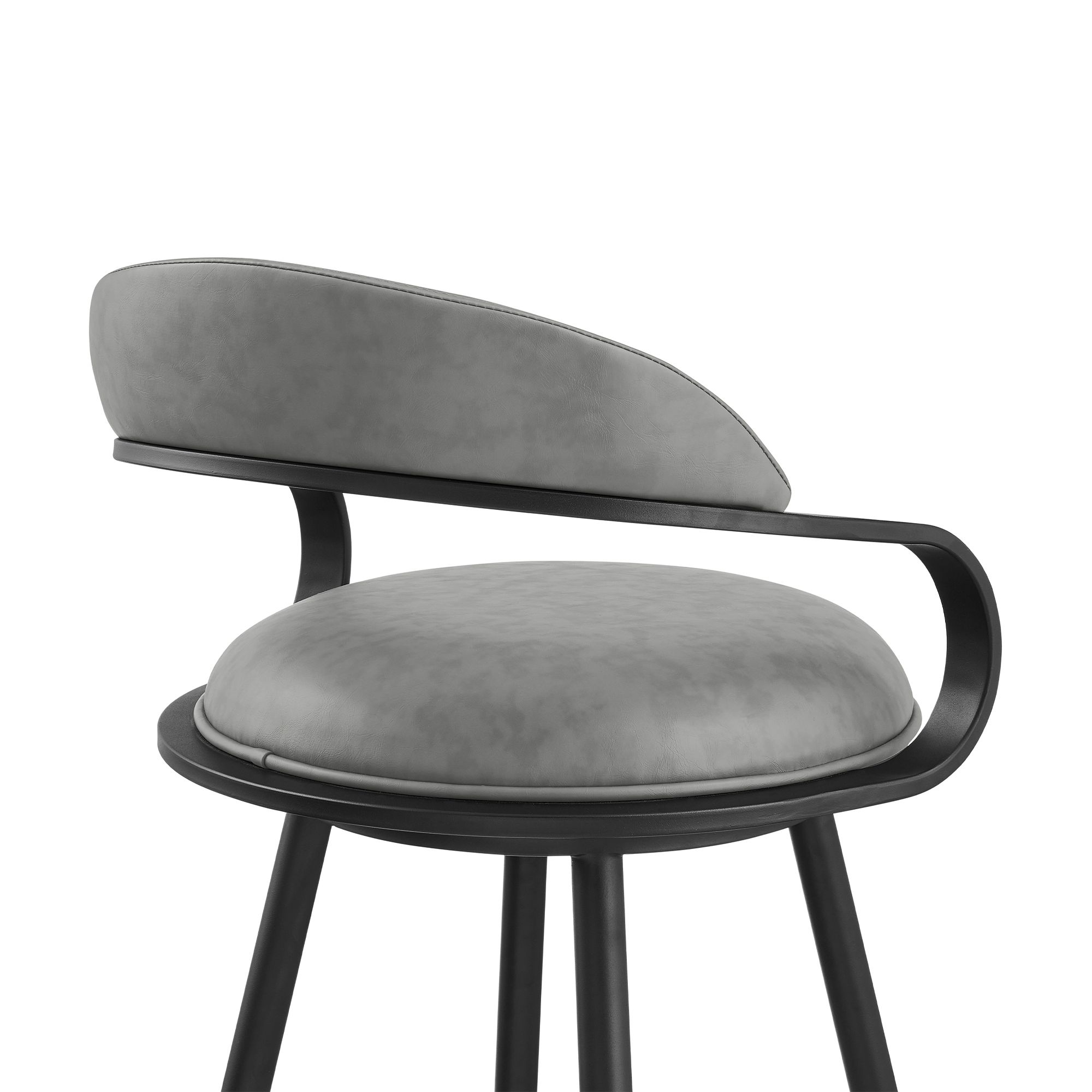 Image 5 Gardenia 26 in. Swivel Counter Stool in Iron and Vintage Gray Faux Leather more views
