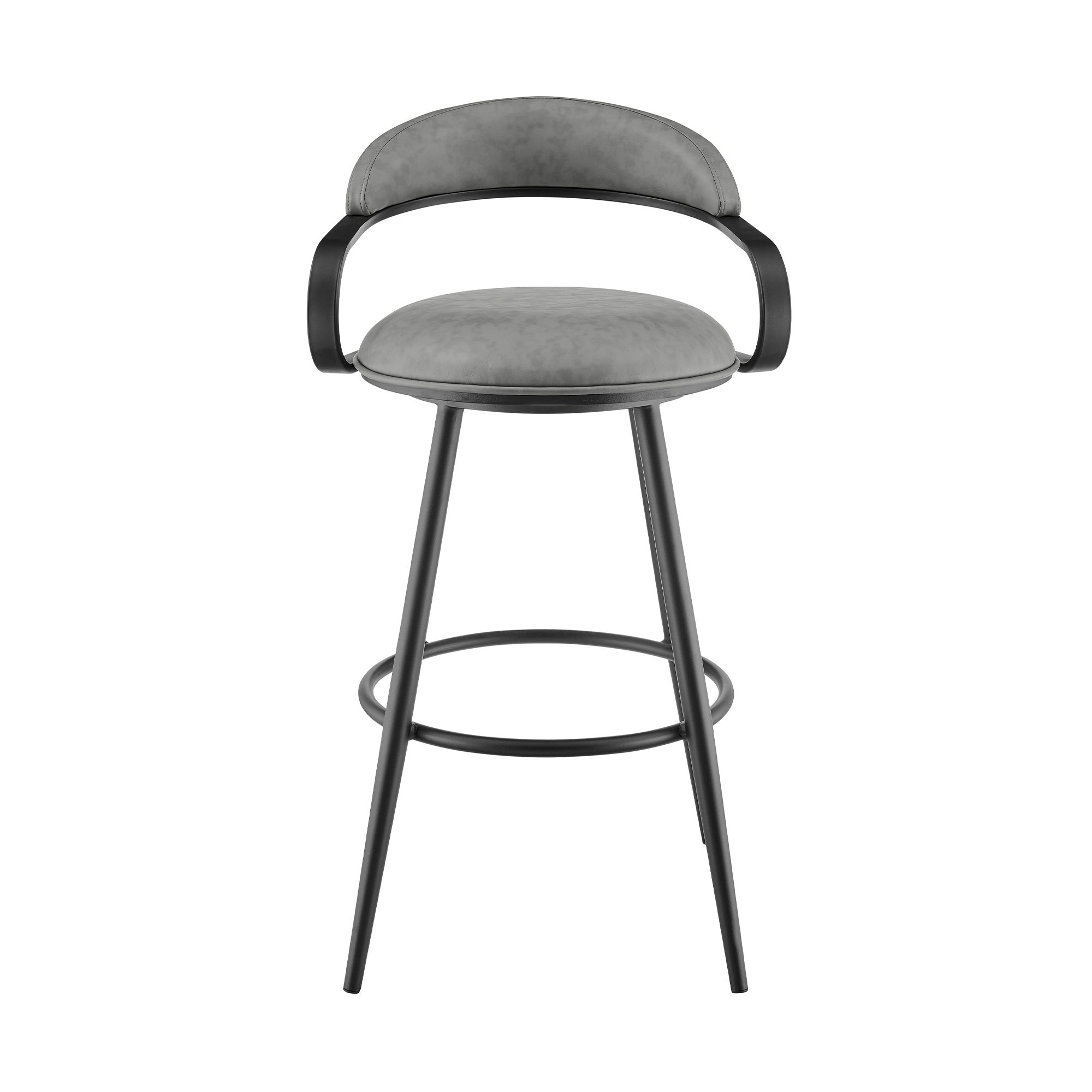 Image 3 Gardenia 30 in. Swivel Bar Stool in Iron with Vintage Gray Faux Leather more views