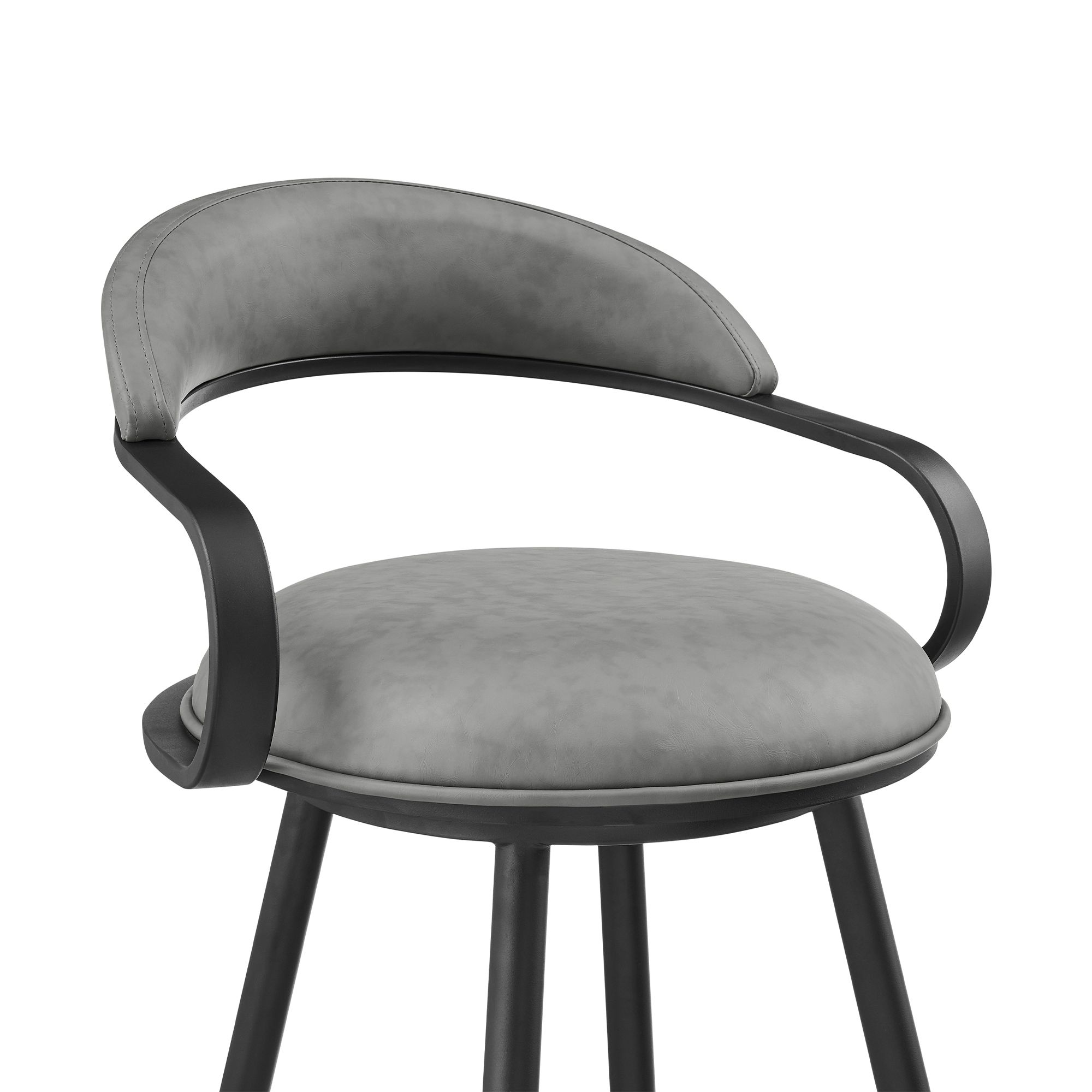 Image 5 Gardenia 30 in. Swivel Bar Stool in Iron with Vintage Gray Faux Leather more views